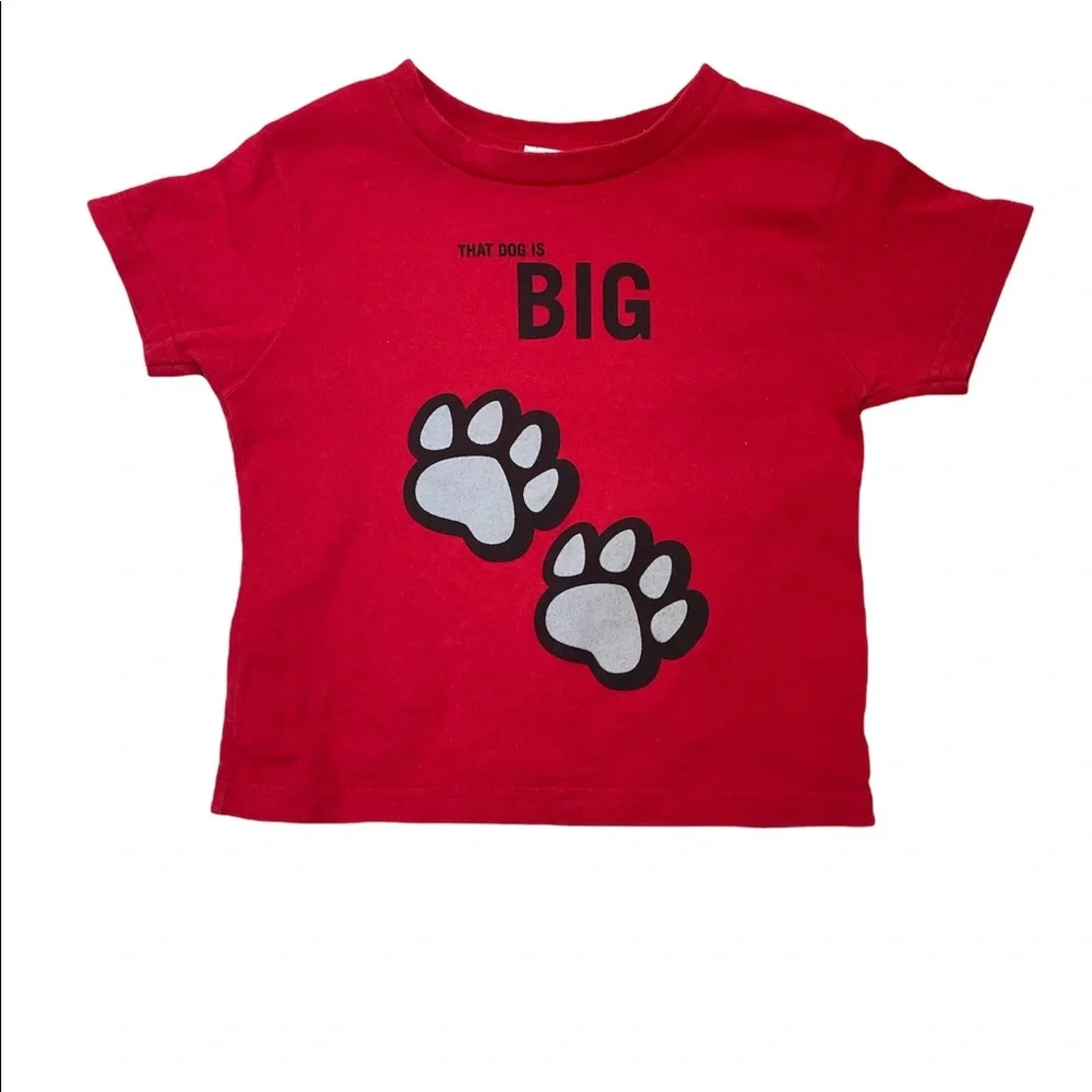Liberty Science Center Kids Red Paw Print Graphic Tee Size 4 “That Dog is Big” - Picture 2 of 11